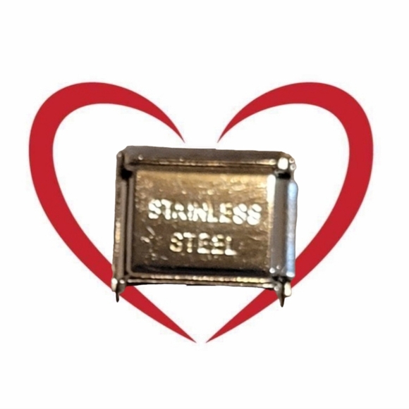 ~ Vintage ~ ltalian Charm Bracelet Link Ambulance Stainless Steel & 18K Gold - Picture 2 of 2